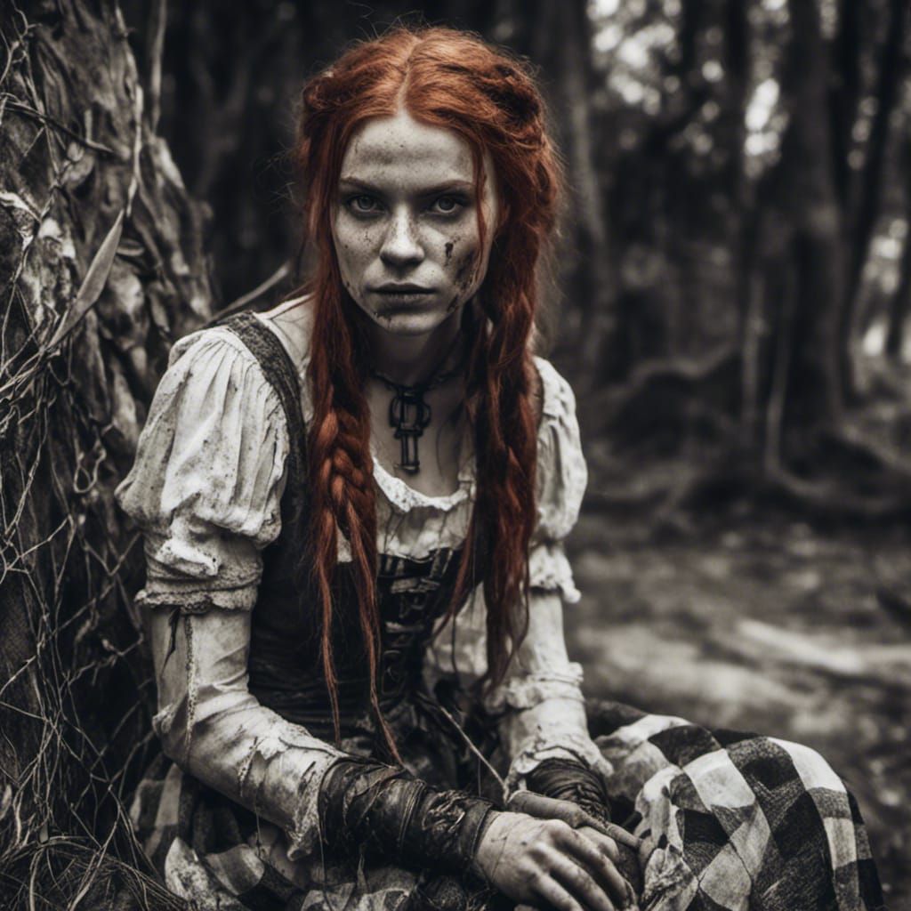 Redhead in Medieval Tavern, Dark Fantasy Concept Art