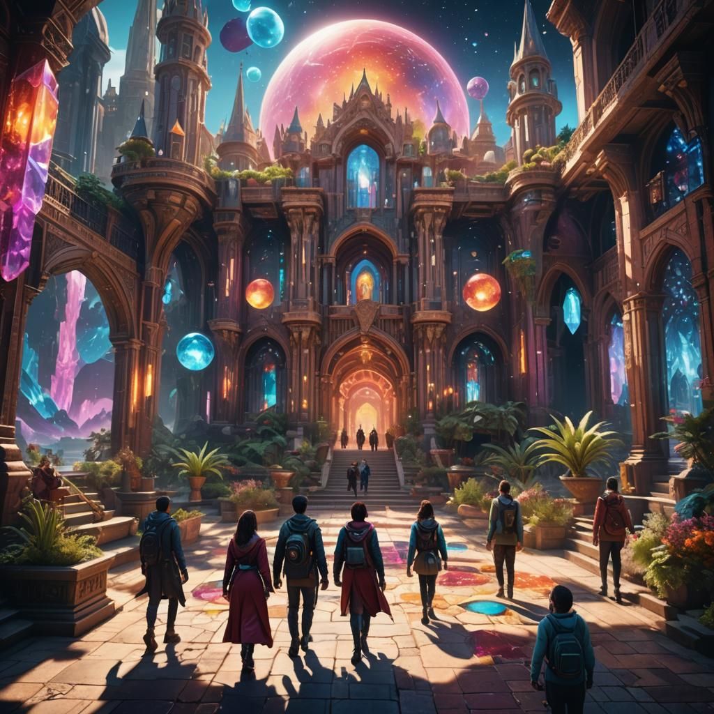 Celestial Cityscape with Crystal Gem Palaces