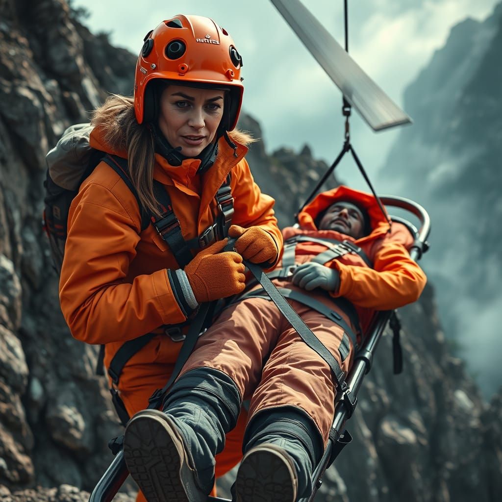 Rescue Helicopter Scene in Gritty Cinematic Style