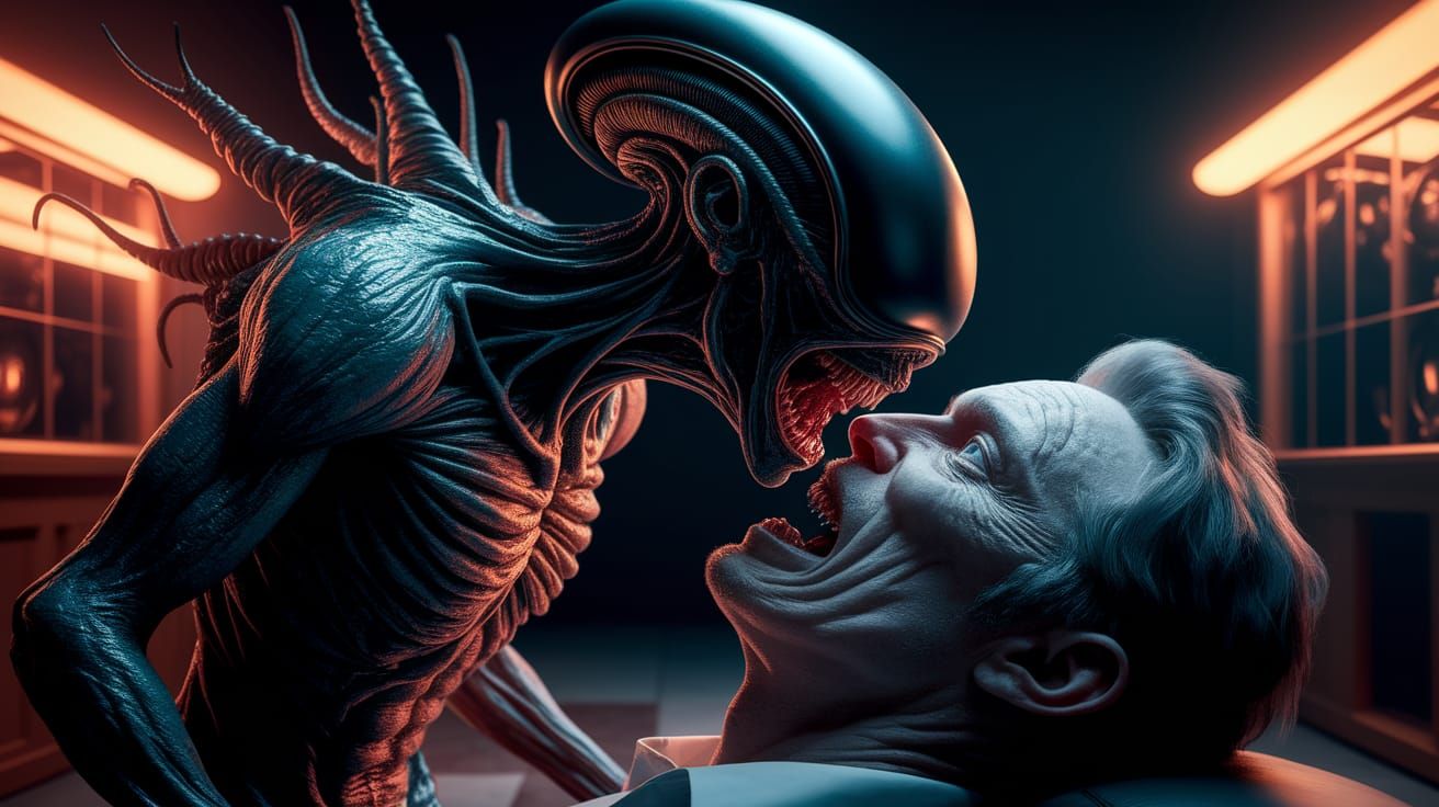 Grotesque Alien Emerges from Man's Eye in a Hauntingly Beaut...