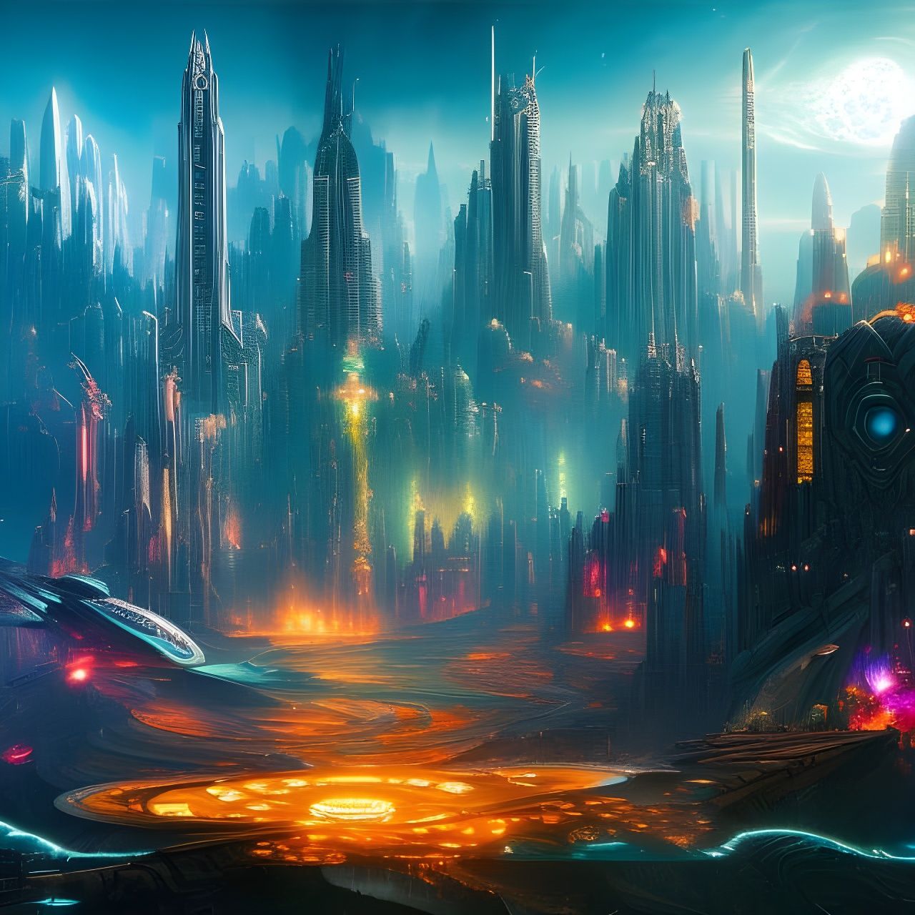 Sci-Fi UFO Abduction Over Detailed Cityscape