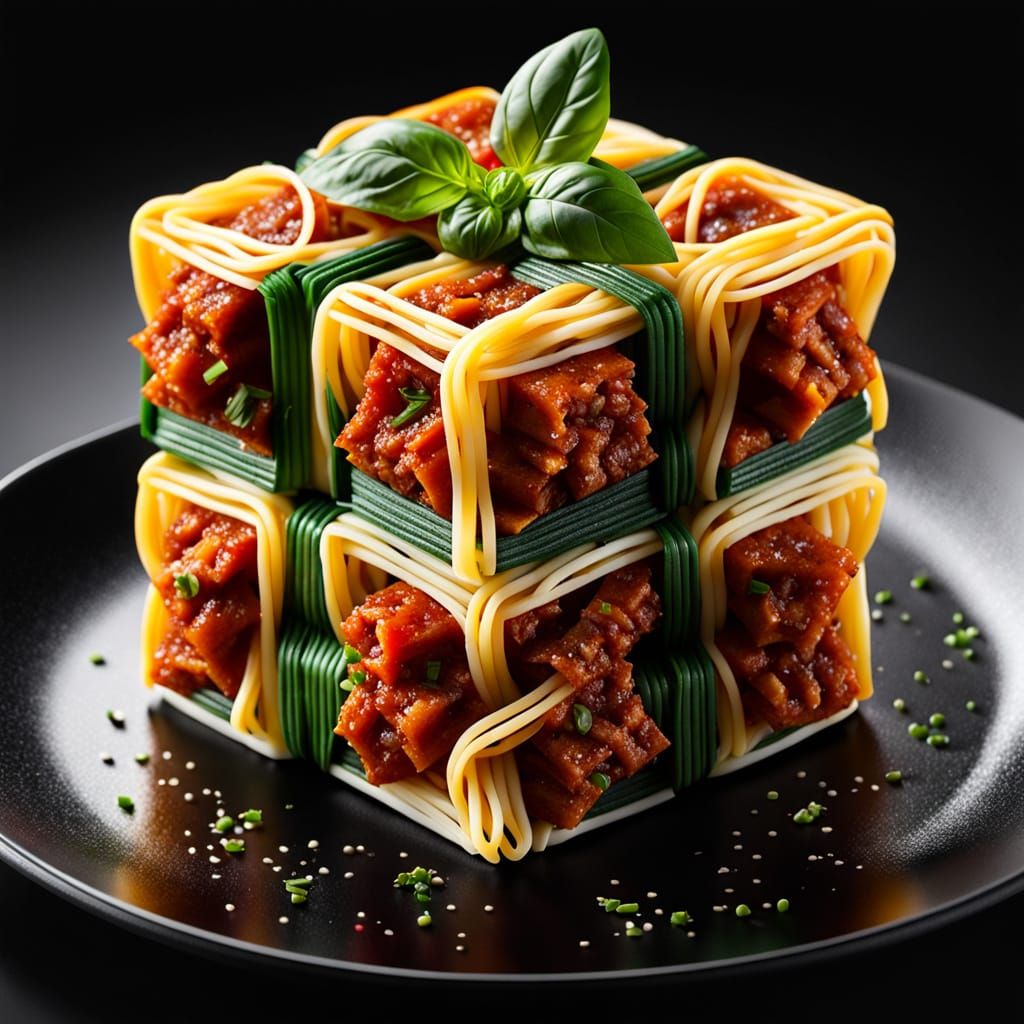 Fine dinning... Spaghetti Cube!