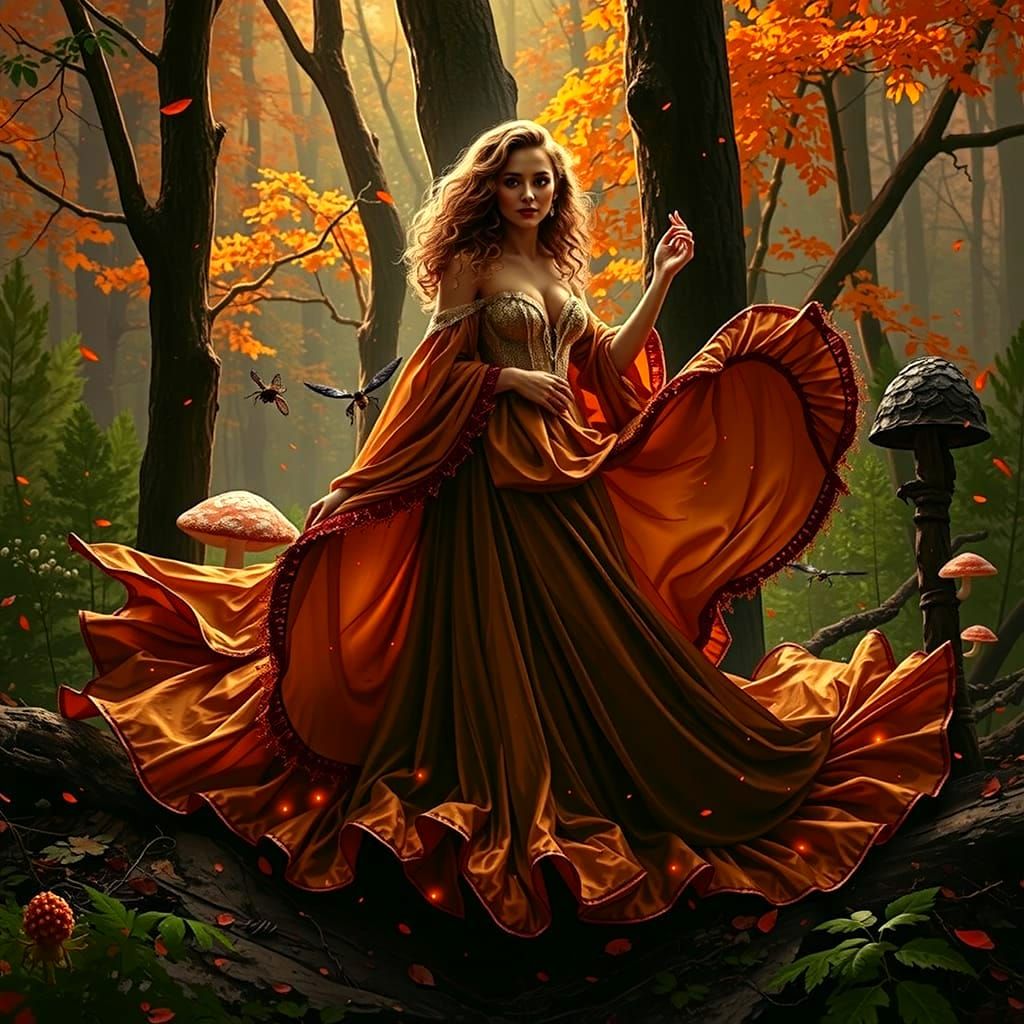 Ethereal Woman in Bioluminescent Forest