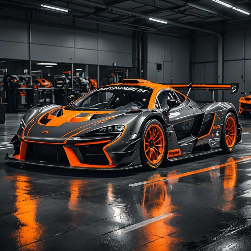 Grey and Orange McLaren Senna GTR Hyperrealistic