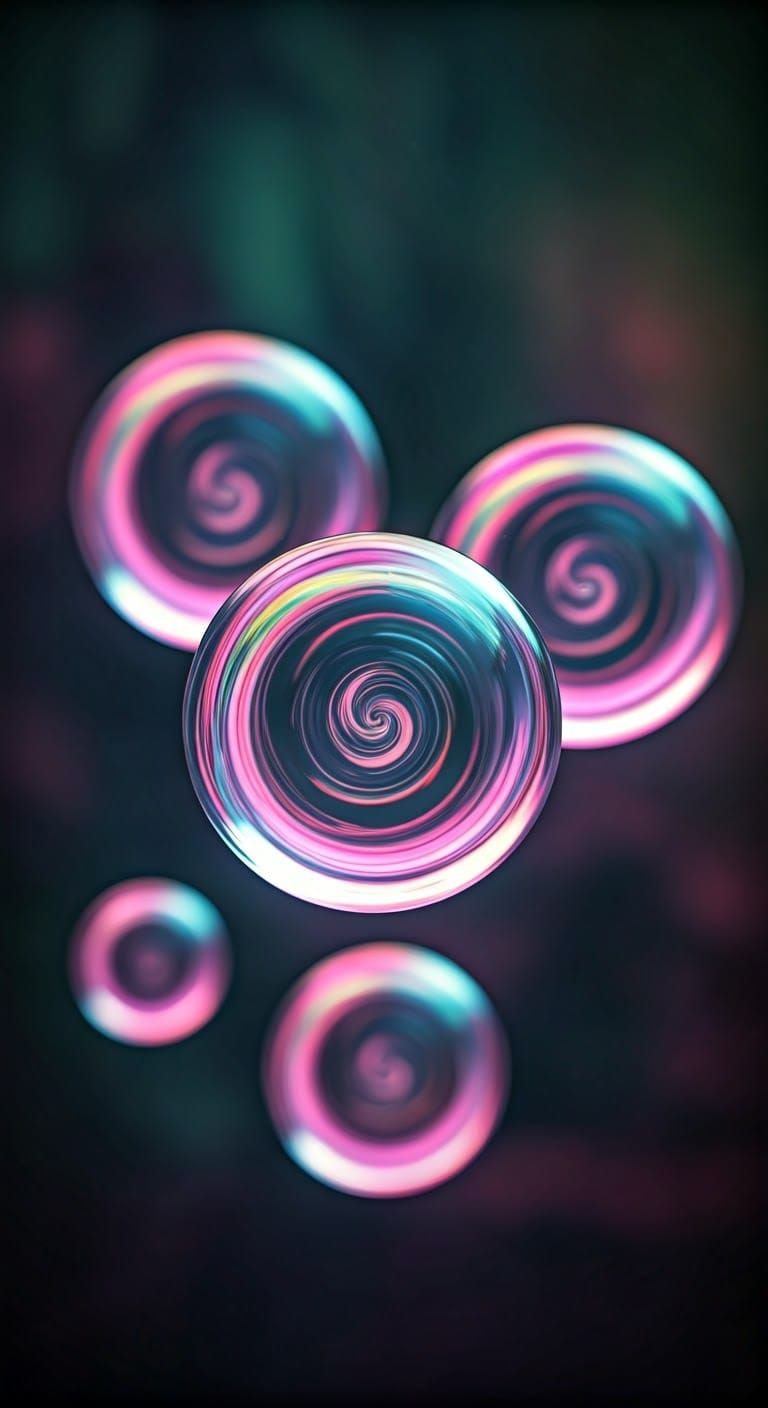 Dreamy Water Bubbles in Vibrant Conceptual Landscape