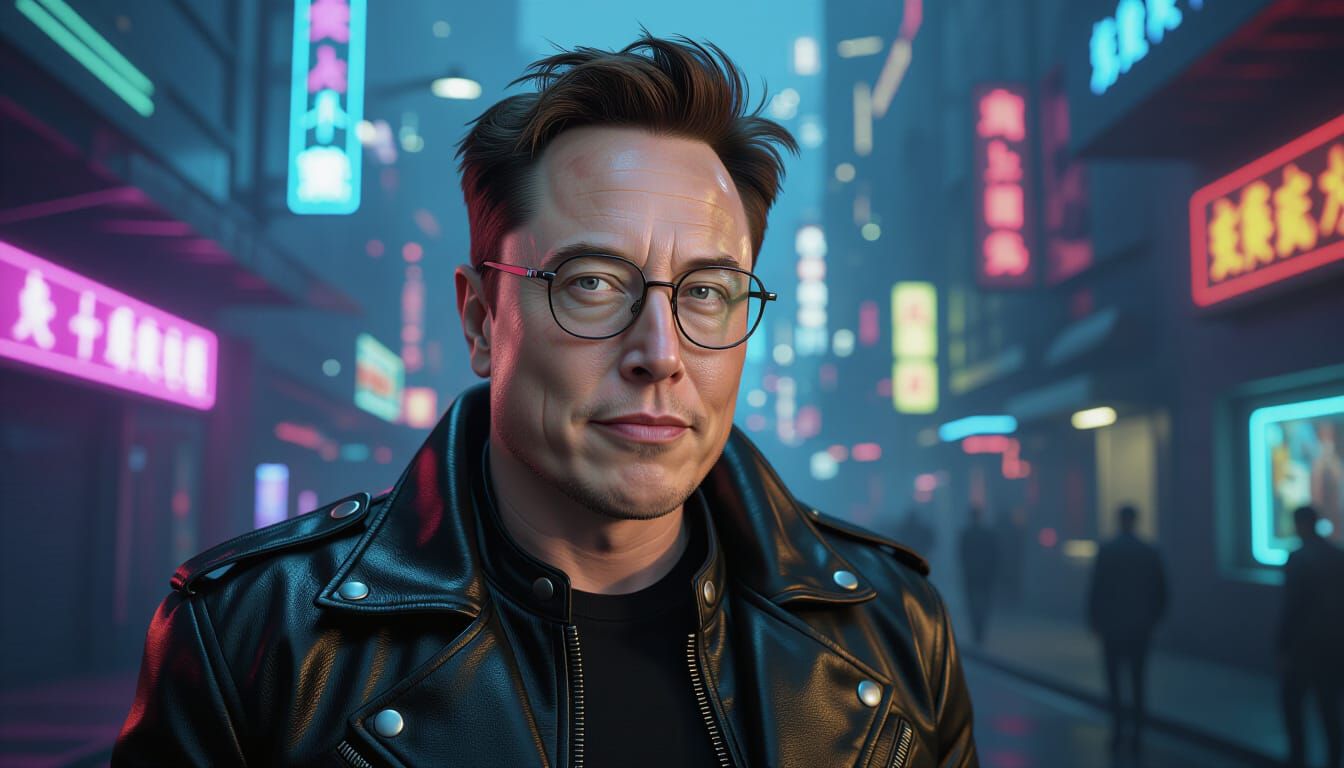 Elon Musk in Dystopian Metropolis: Film Noir Portrait