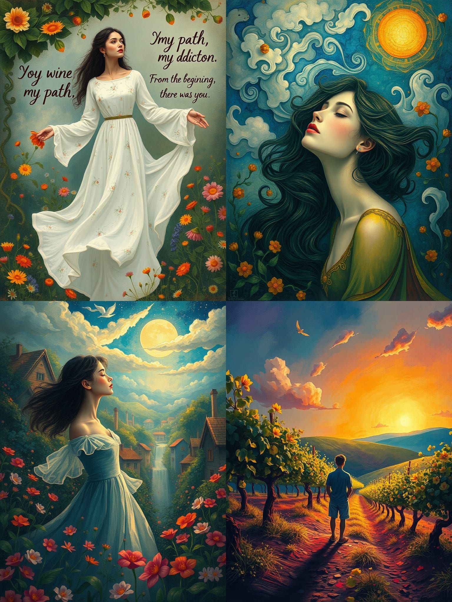 Chagall-Inspired Lyrical Imagery with Traditional Colors