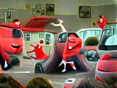 Dynamic Red Car in Motion