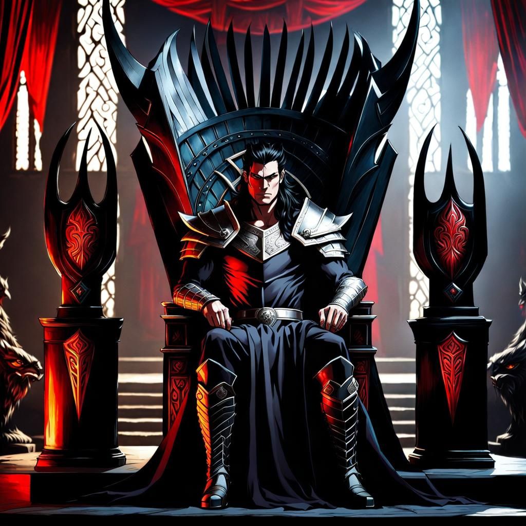Epic Fantasy Hades on Throne in Norse Armor