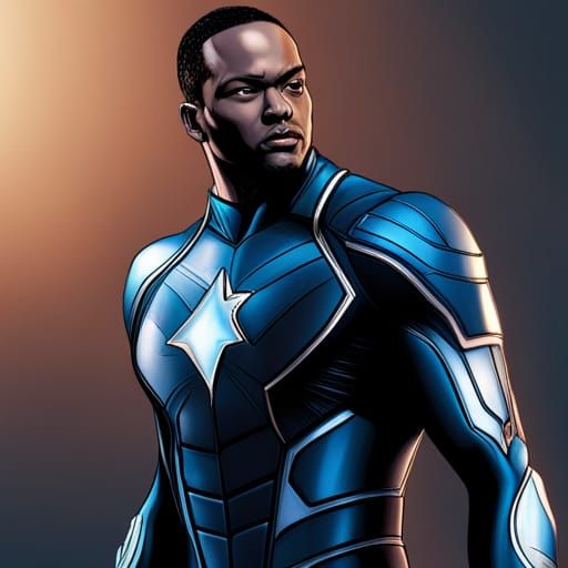 Blue Marvel Adam Brashear in Hyperrealistic Concept Art