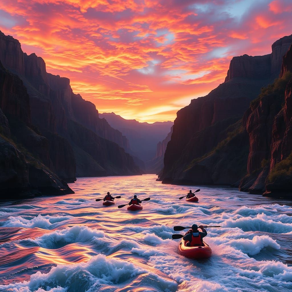 White water rafting on the Colorado River in the Grand Canyo...