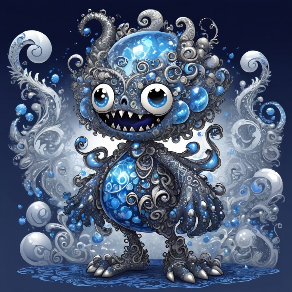 Abstract Midnight Blue Surface with Crystal Curmudgeon