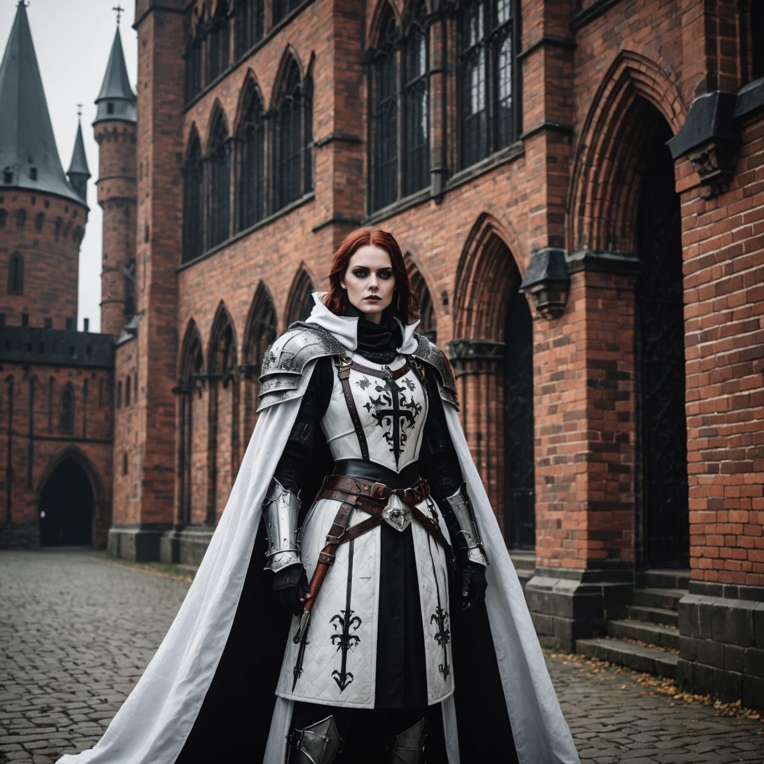 Gothic Teutonic Knight in Dark Medieval Castle