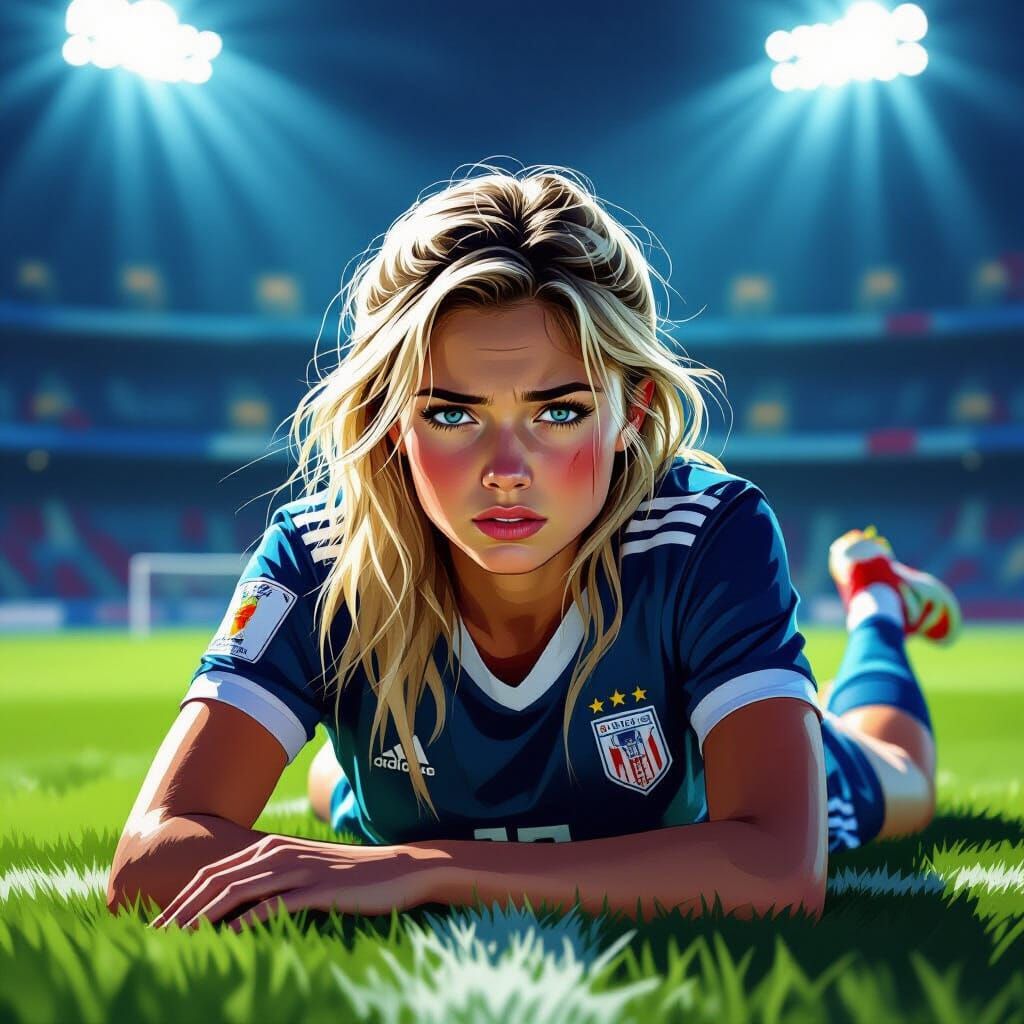 Soccer Player Injured on Field in Dramatic Concept Art