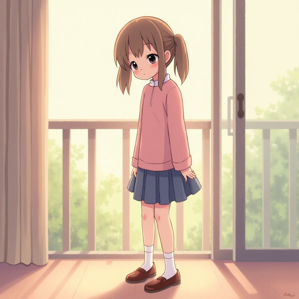 Introspective Girl with Twintails in Watercolor Style