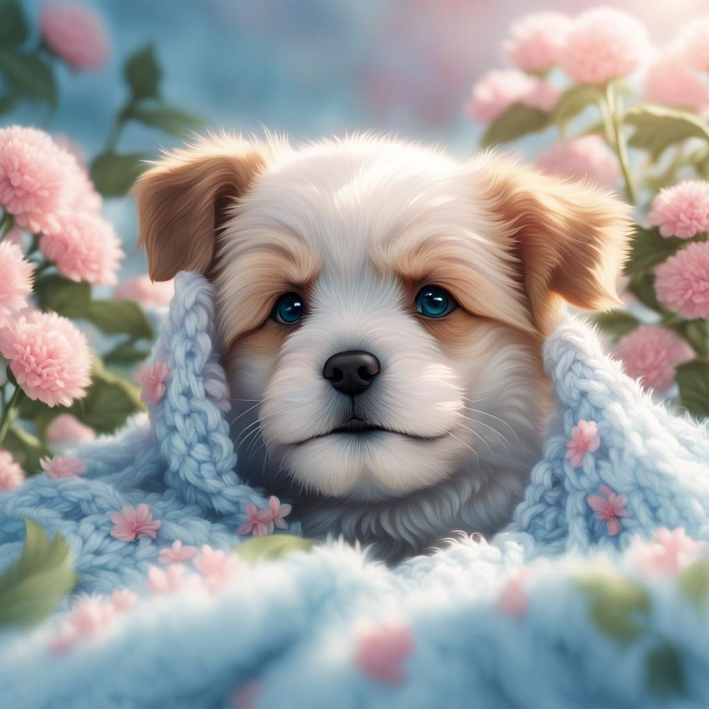 Adorable Puppy Peeks Out from Under Blanket