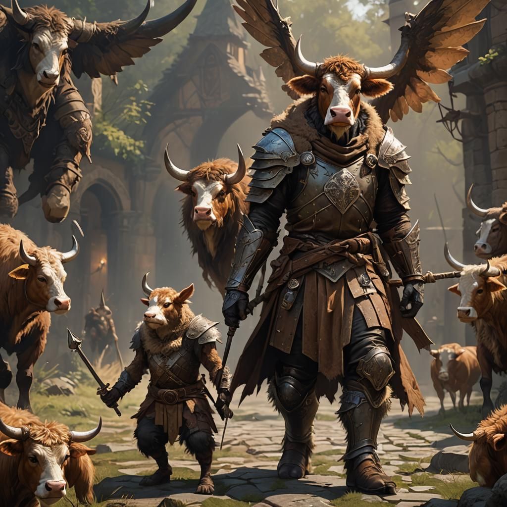 Medieval Furry Cow Warrior Concept Art