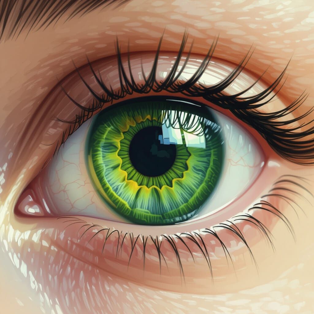 Macro Green Eye Iris with Hazel Tones and Black Pupil