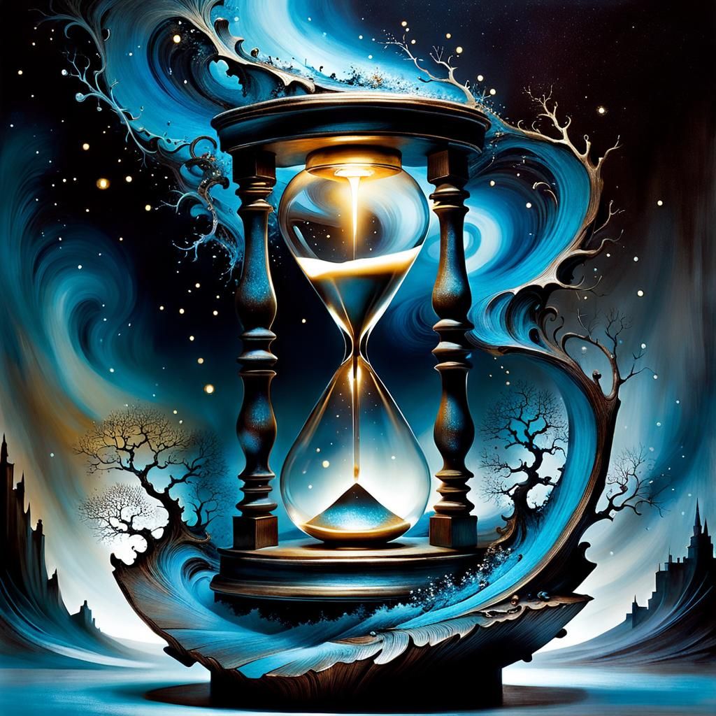 Hourglass Dreamscape: Kinetic Art in Magical Realism
