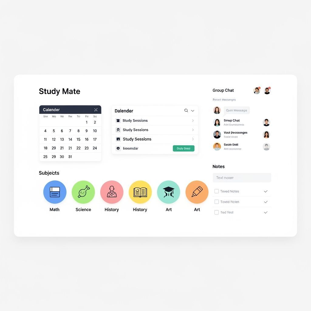 Minimalist Study Mate Webpage Design in Flat Style