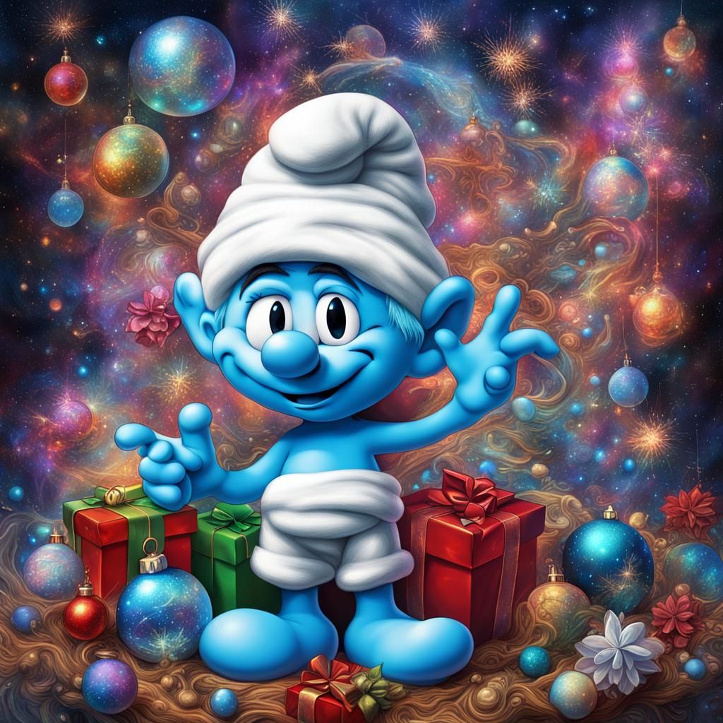 Christmas Smurfs Delivering Presents in Astral Style