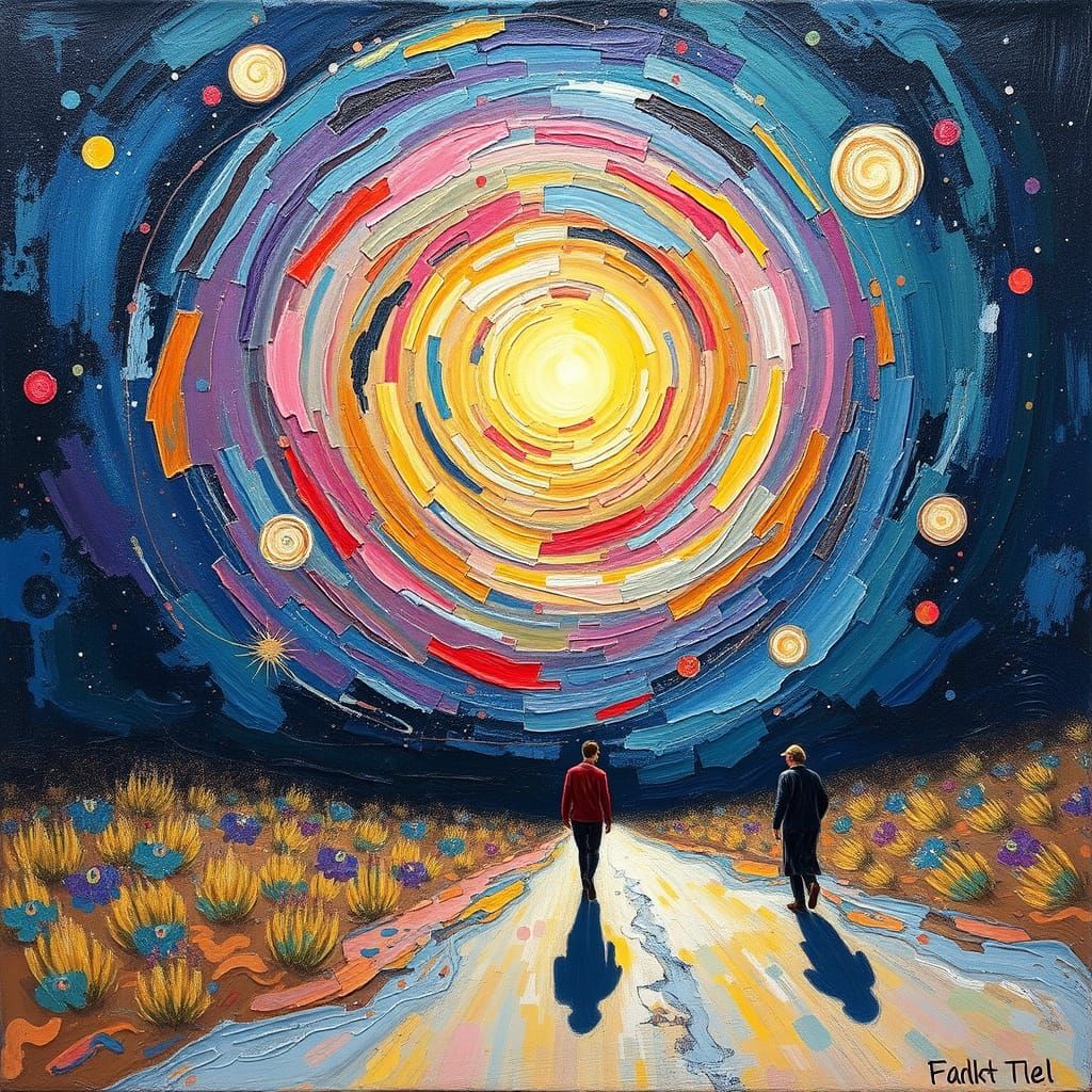 Vibrant Galaxy Painting in Expressionist Style