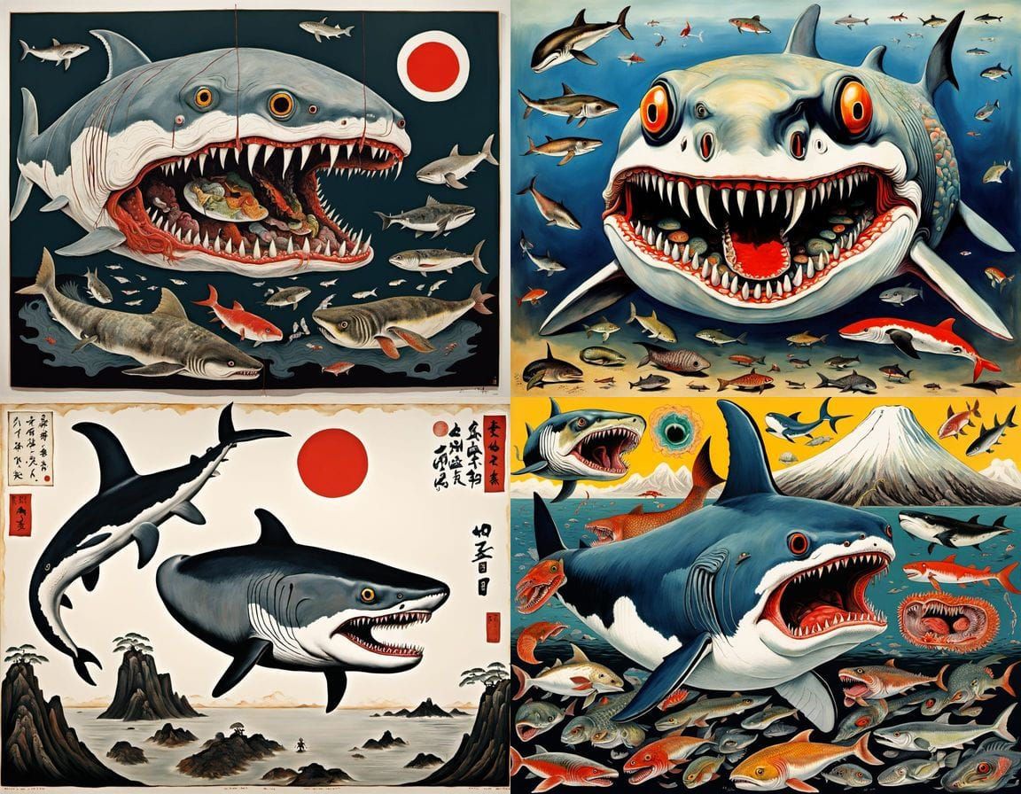 Surreal Mutant Sea Creature in Japanese Art Style