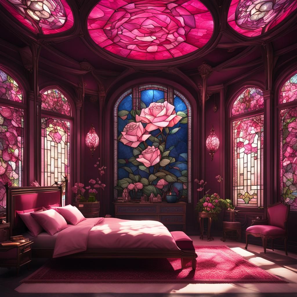 Asian Men in Love in Elegant Pink Bedroom