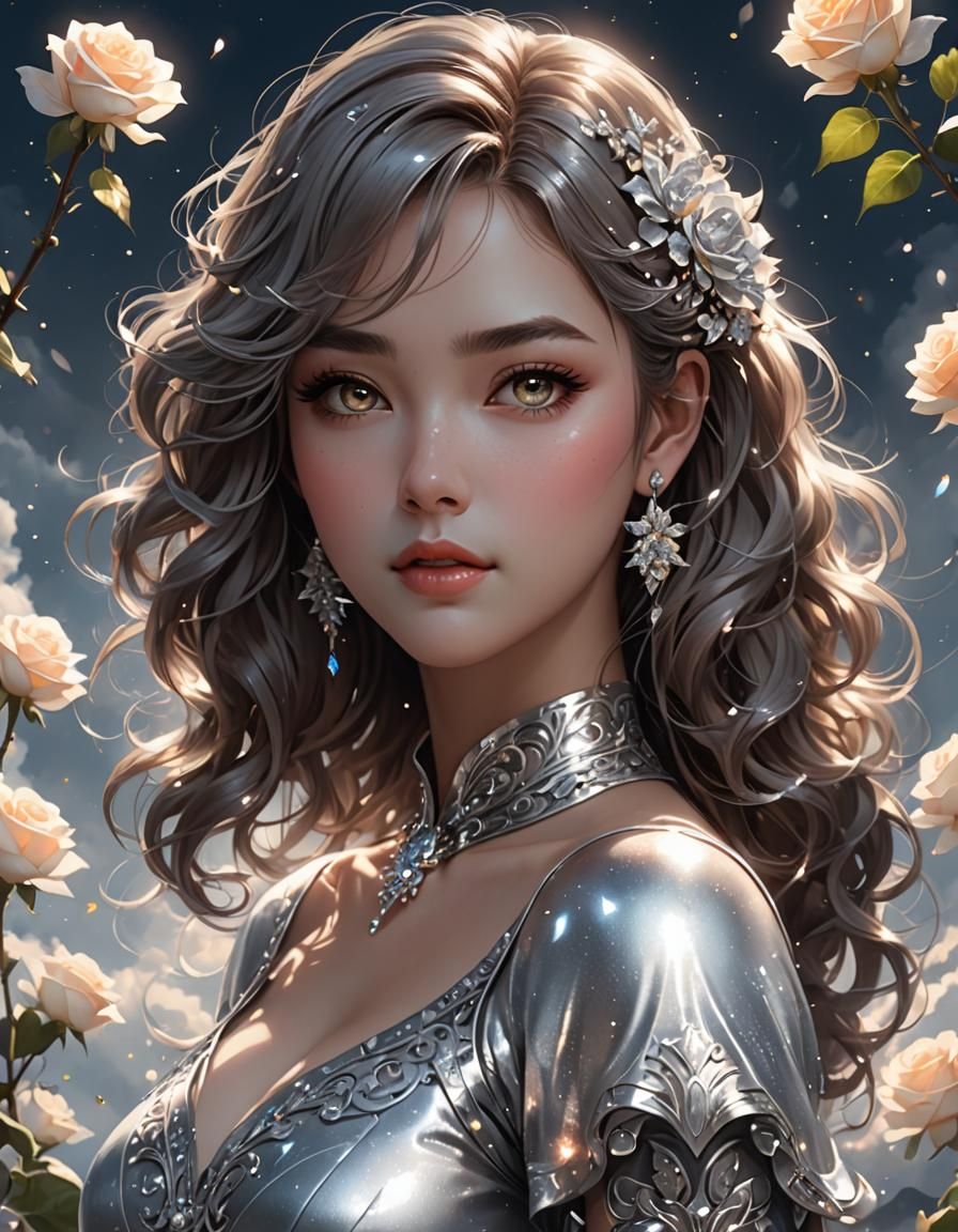 Cute Silver-Haired Girl in Digital Illustration