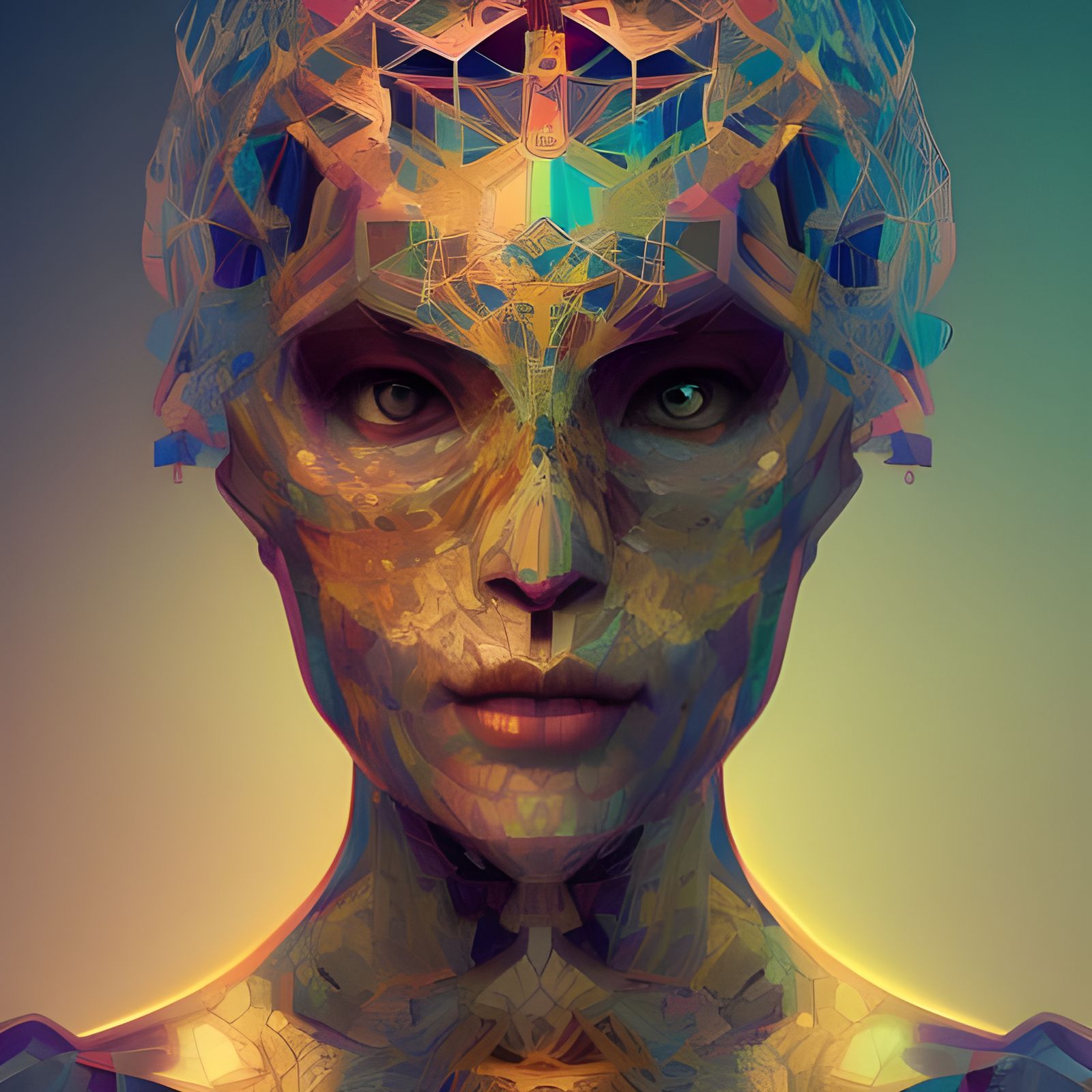 Faceted Skull: Geometric Fractal Design in 3D
