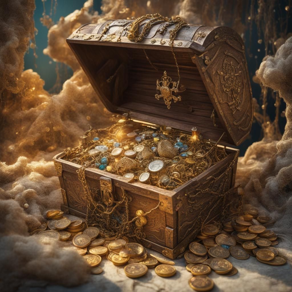 Magical Pirate Chest on a Fairy Tale Map