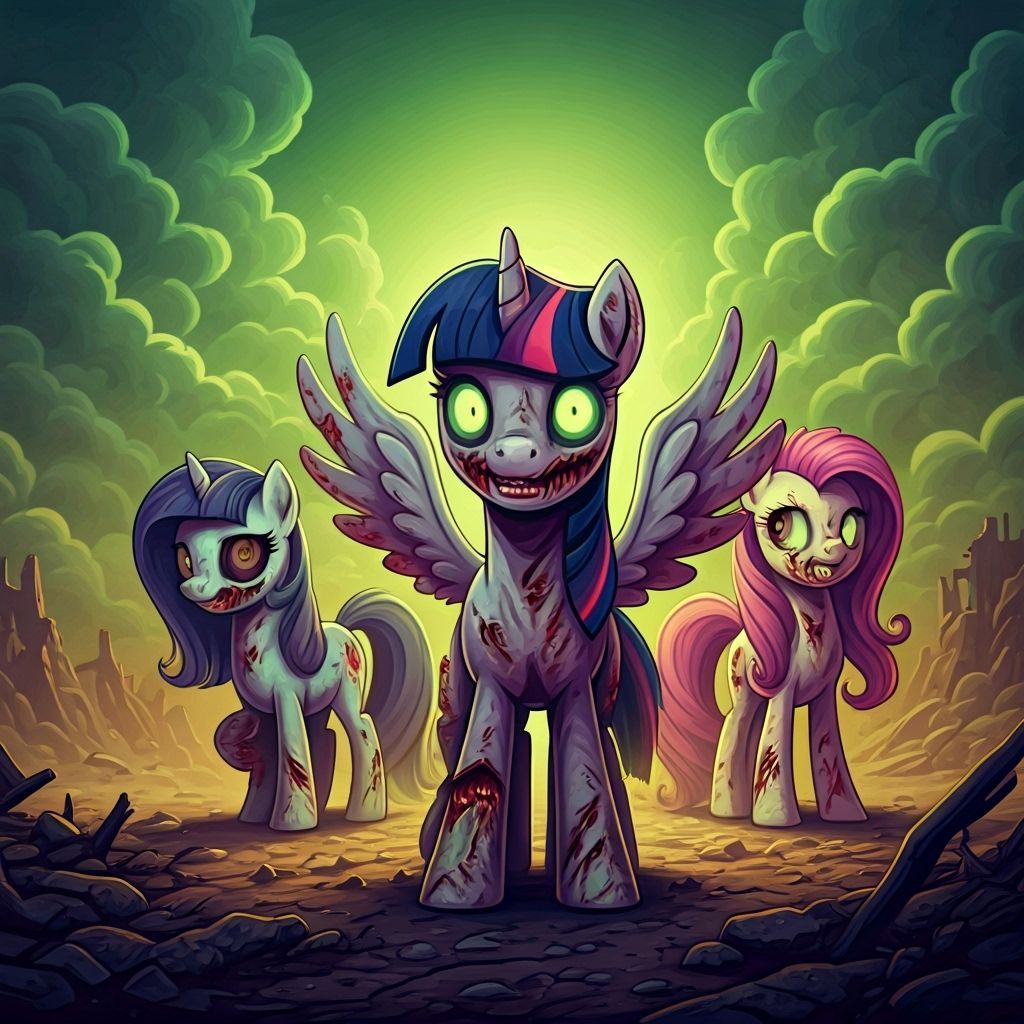 My Little Pony Zombies in Comic Book Style