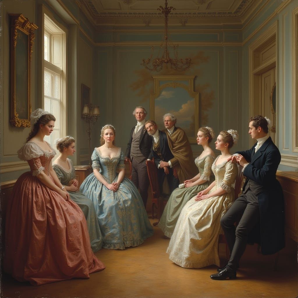 18th-Century Salon Scene in Rococo Style