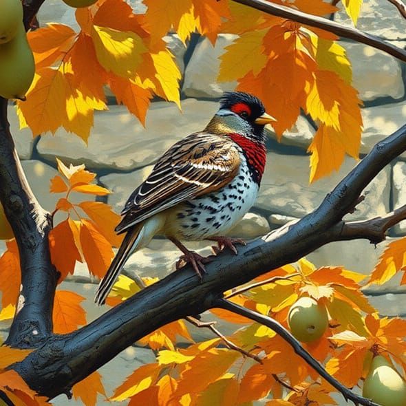Partridge in Pear Tree Oil Painting