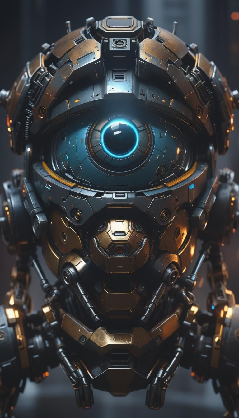 Futuristic One-Eyed Droid with Intricate Mech Details