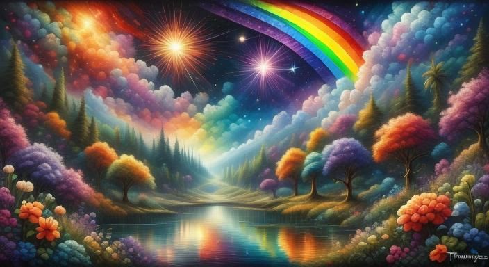 Surreal Rainy Day Scene in Vibrant Colors