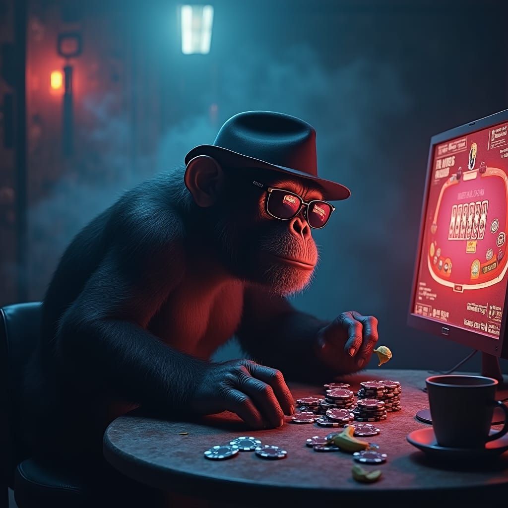 Monkey Plays Online Poker in Gritty Cinematic Style