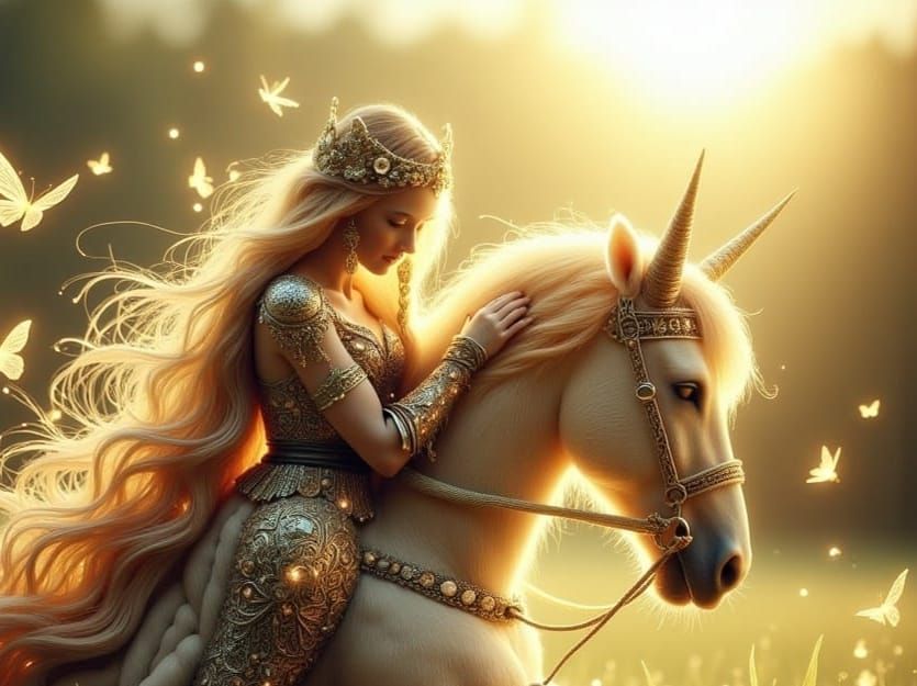 Gaelic Warrior Princess in a Glistening Meadow