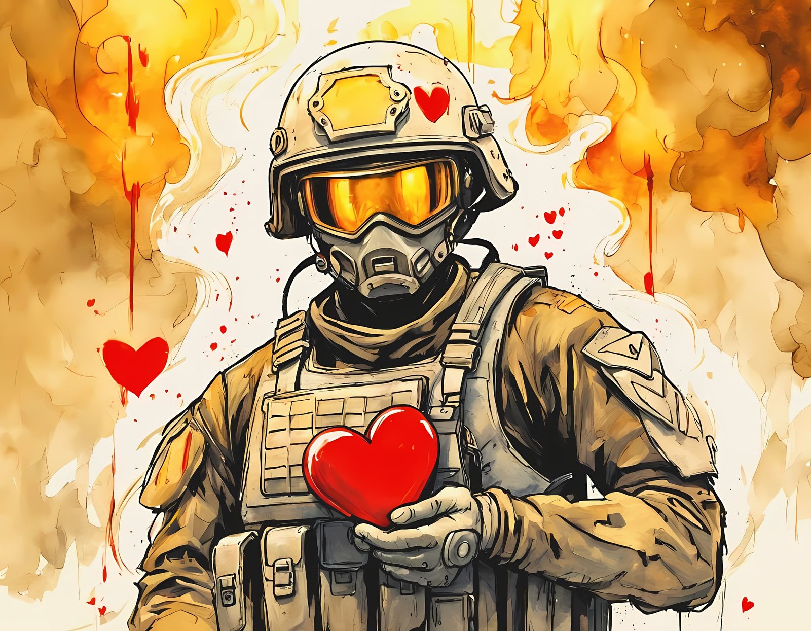 Impressionistic World War II Art in Anime Style