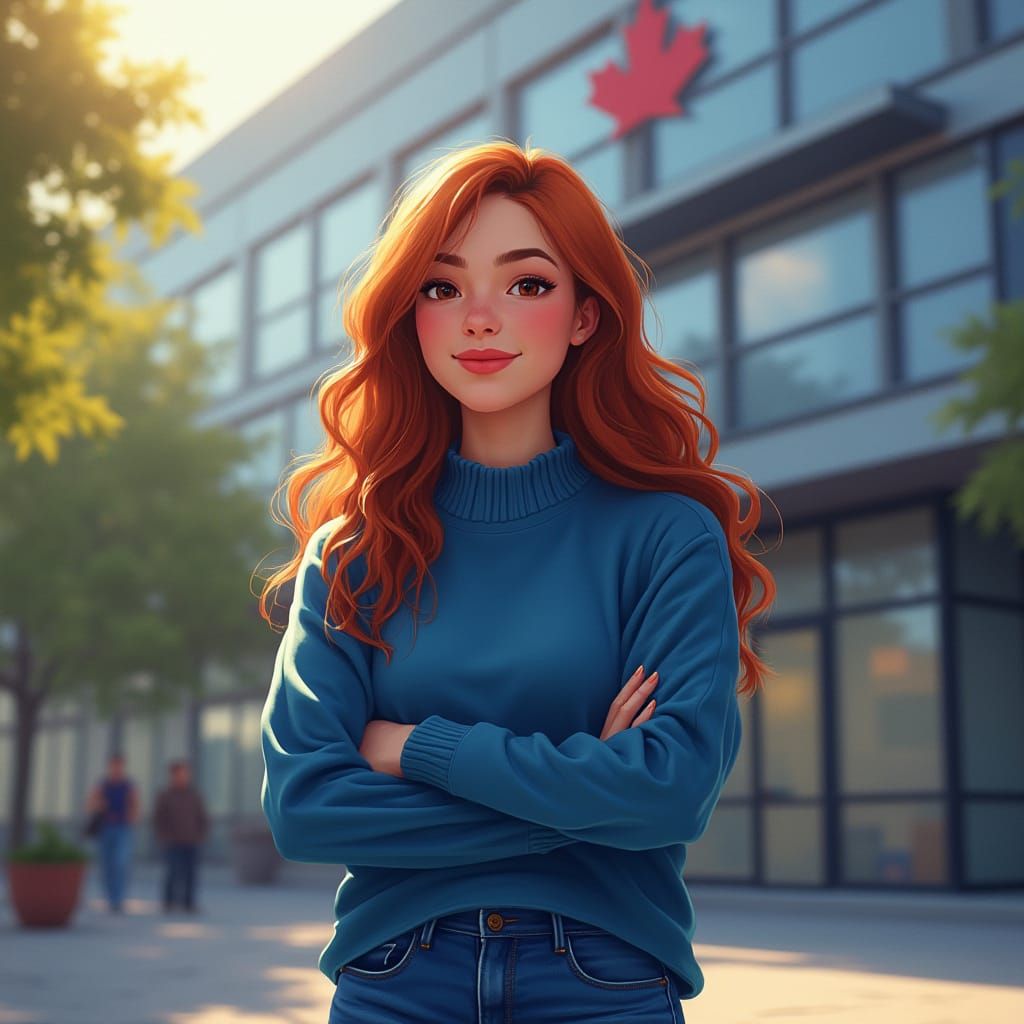 Young Woman at Academy Canada in Digital Painting Style