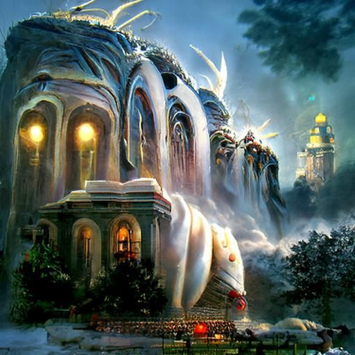 Ethereal White Castle in Growing Darkness