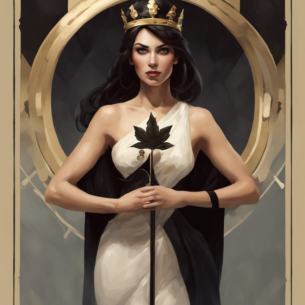 Elegant Queen of Clubs Portrait in Digital Art