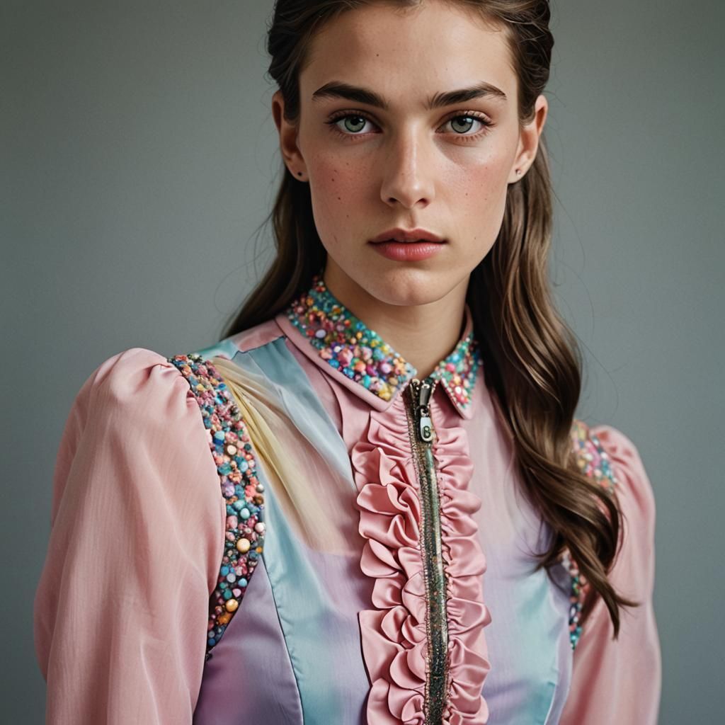 Portrait of Girl Zipping Dress on Crossdressing Boy