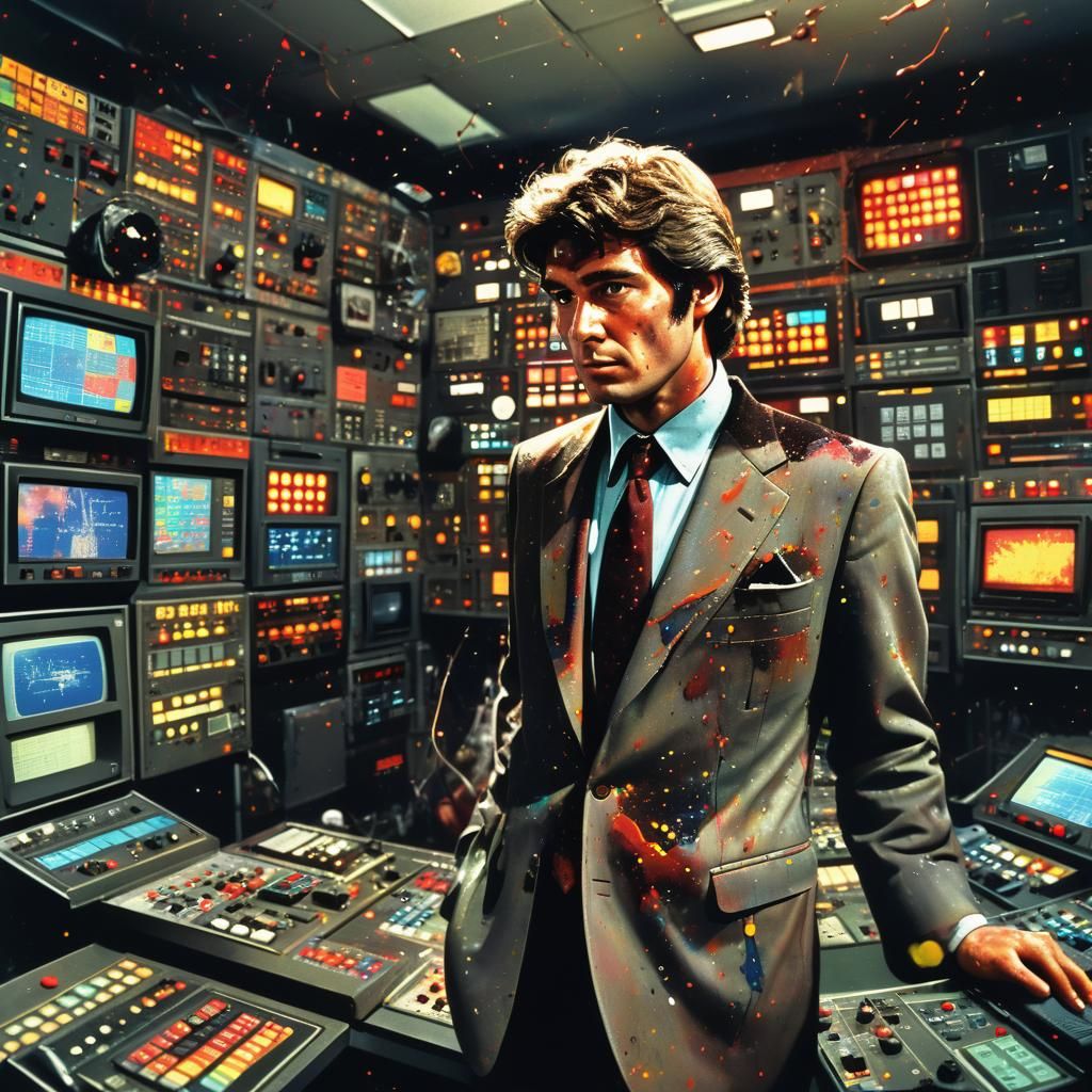 Hyperrealistic Splatter Art Producer in Control Room