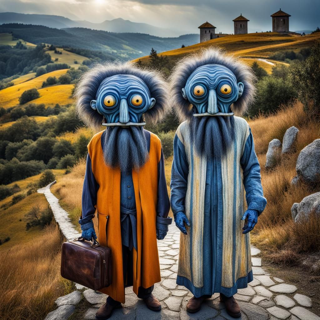 Whimsical Travelers in an Extravagant Landscape