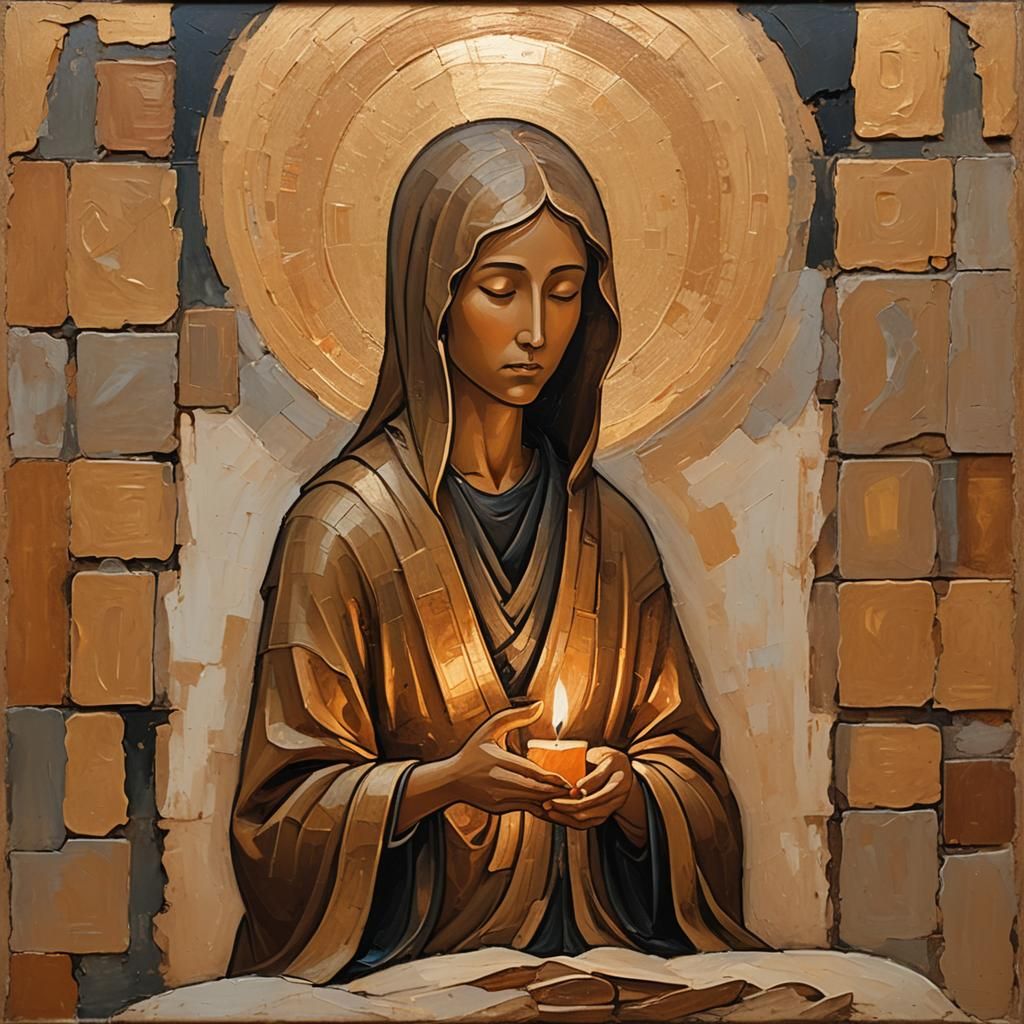 Meditative Icon Painting of Praying Figure