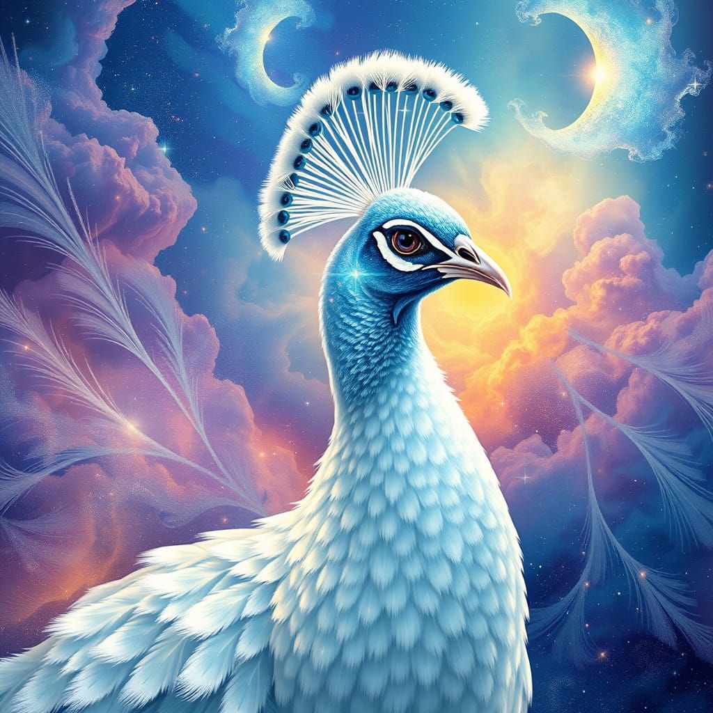 Majestic Peacock in Cosmic Splendor