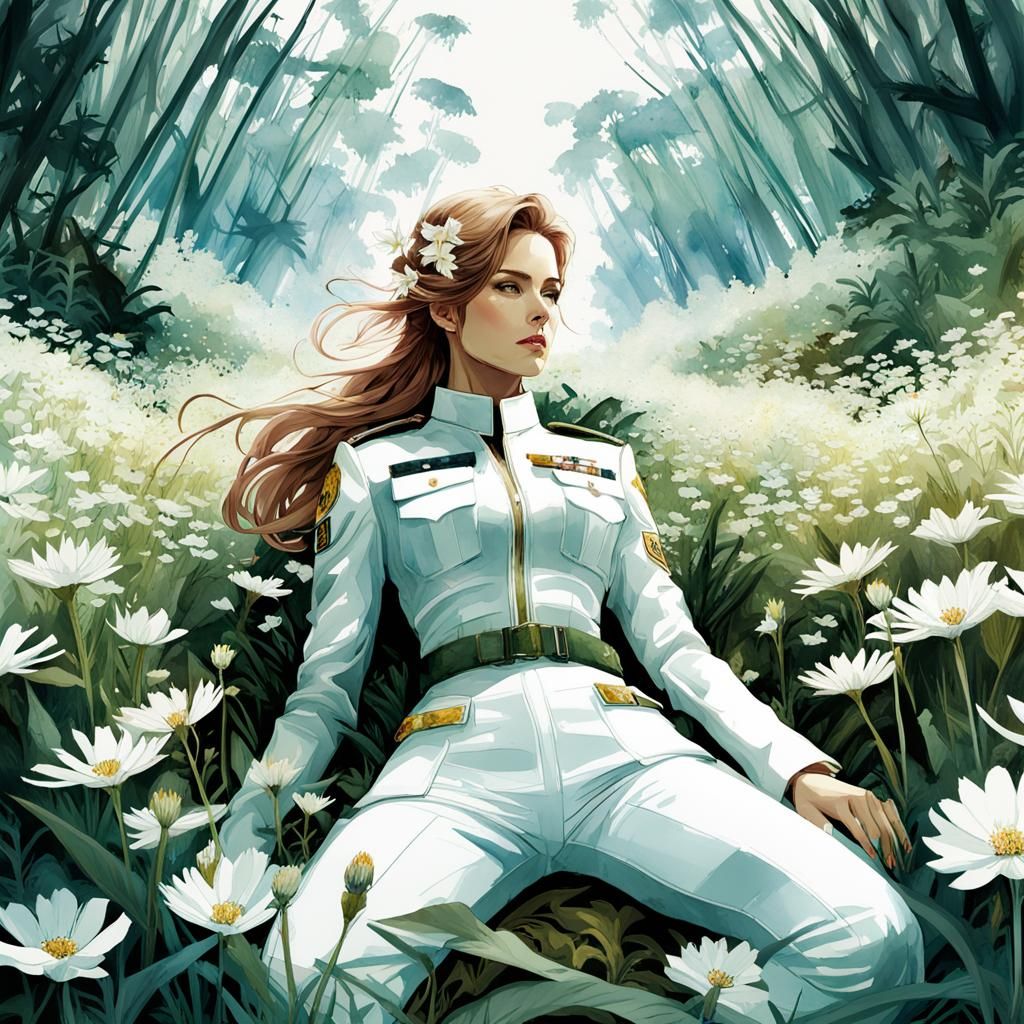 The Boss in Field of Flowers: Digital Watercolor