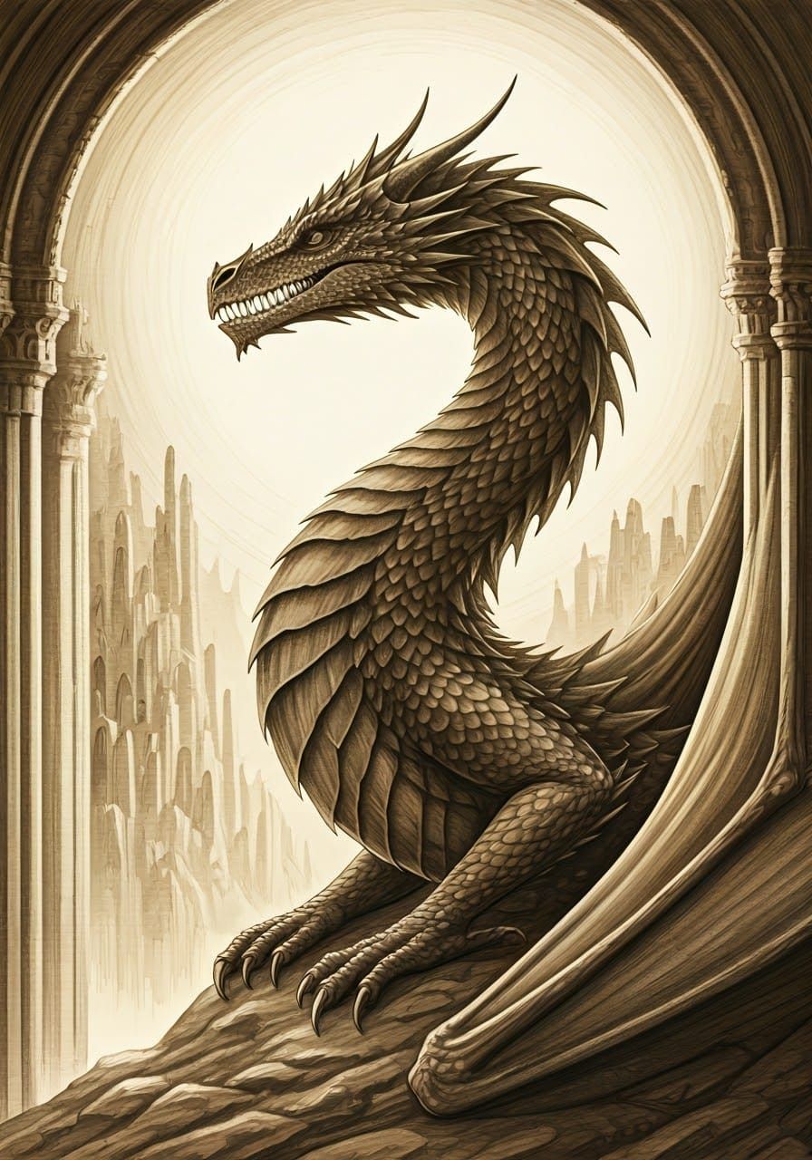 Ancalagon the Black: Intricate Pencil Sketch