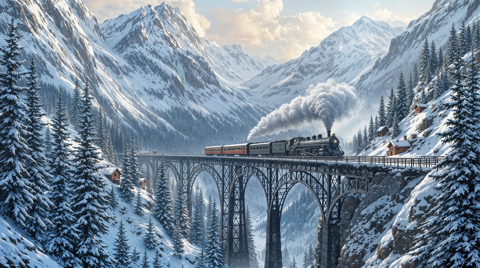 Vintage Steam Train Ascends Majestic Norwegian Fjord